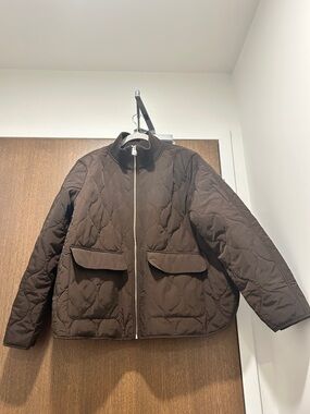 H&M: Over sized Quilted Brown Zip-Up Jacket